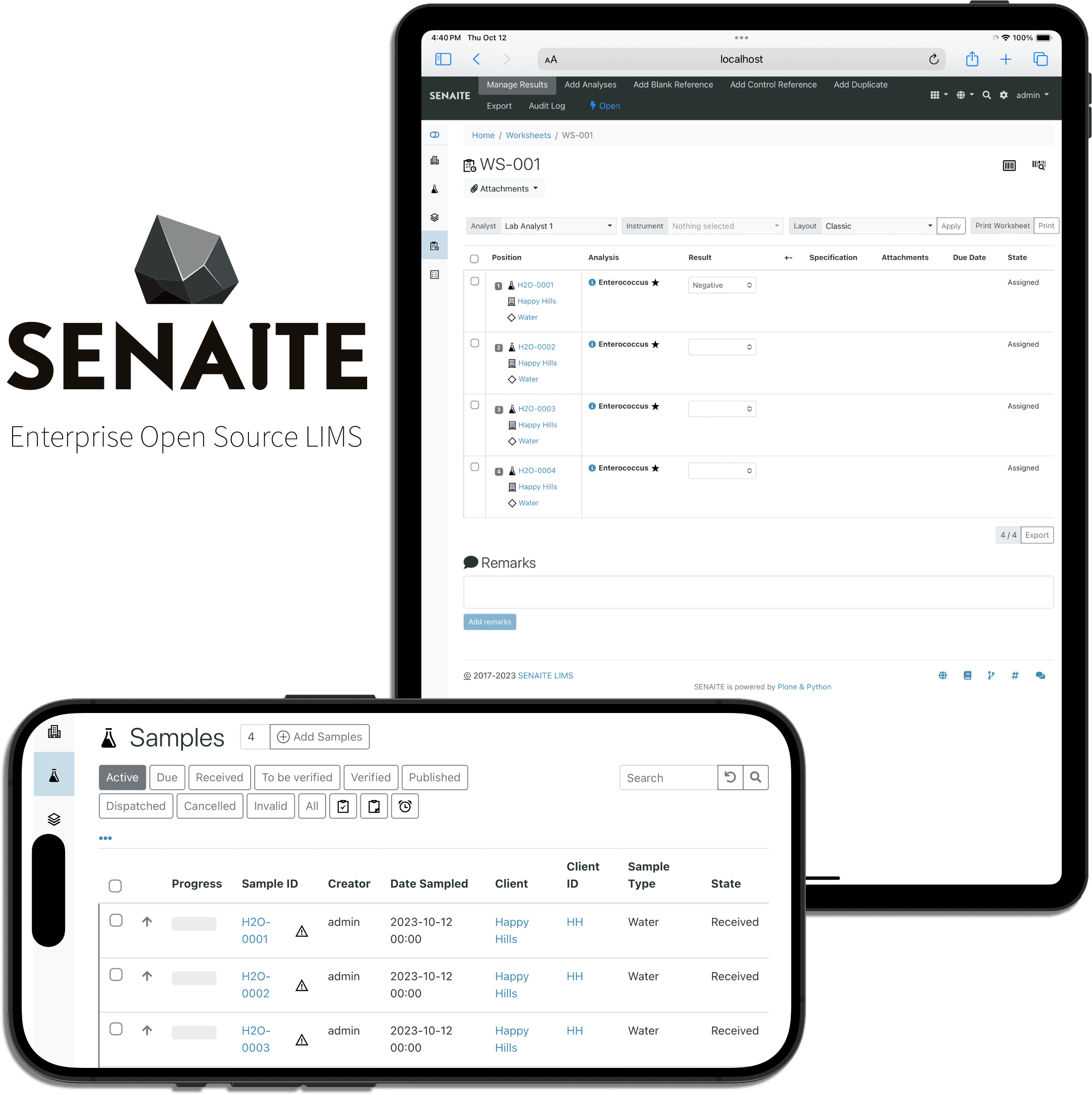 SENAITE LIMS on iPad and iPhone